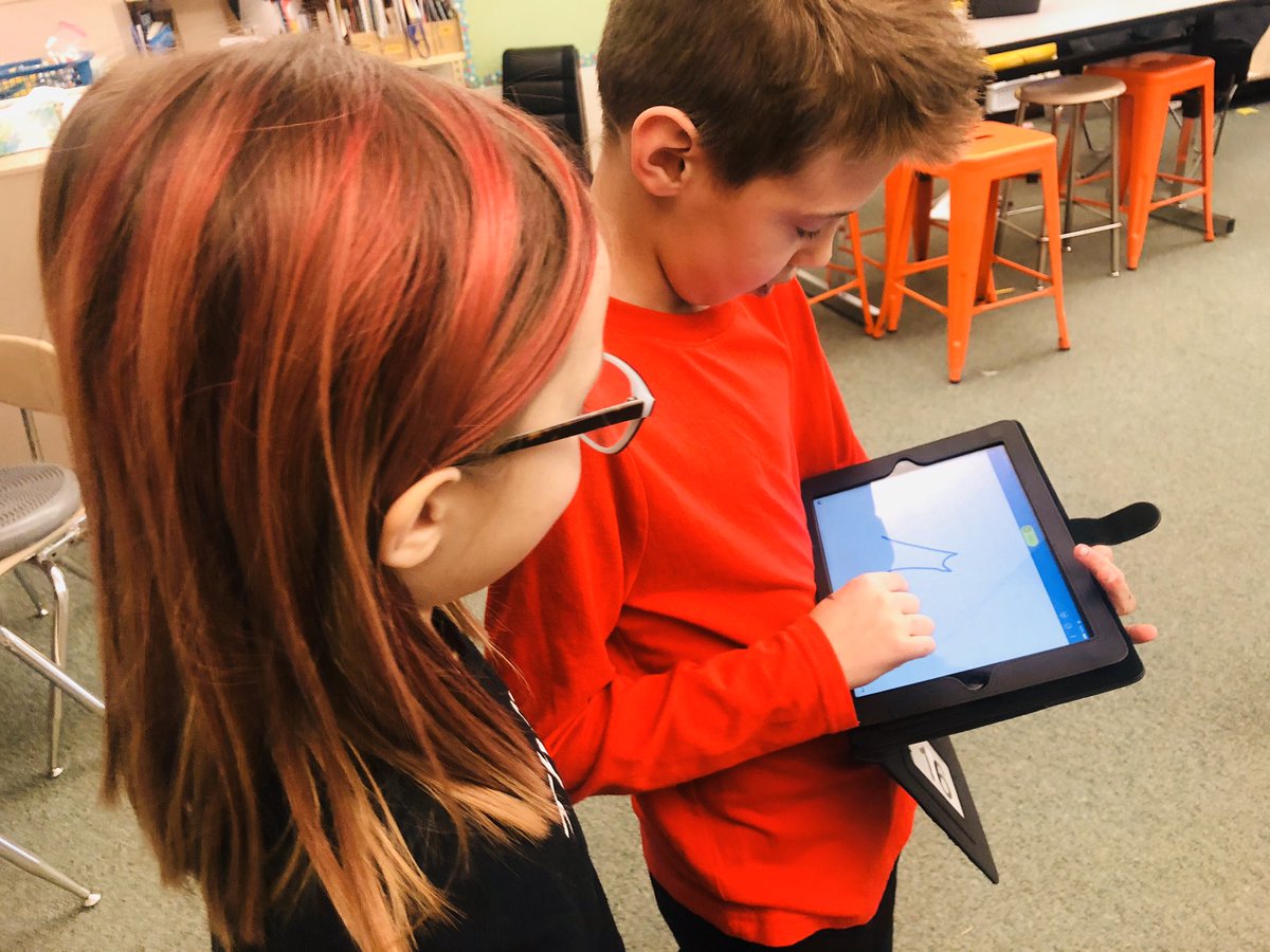 MrsHFishy's tweet photo. Practiced cursive with our Sphero Bolts today using the draw feature! My students flipped out. 🤯🥳 They LOVED practicing their cursive with robots today!! 💙💙 #TeachInDavis #spheroleadeducator @SpheroEdu https://t.co/OHJlvWs6NR