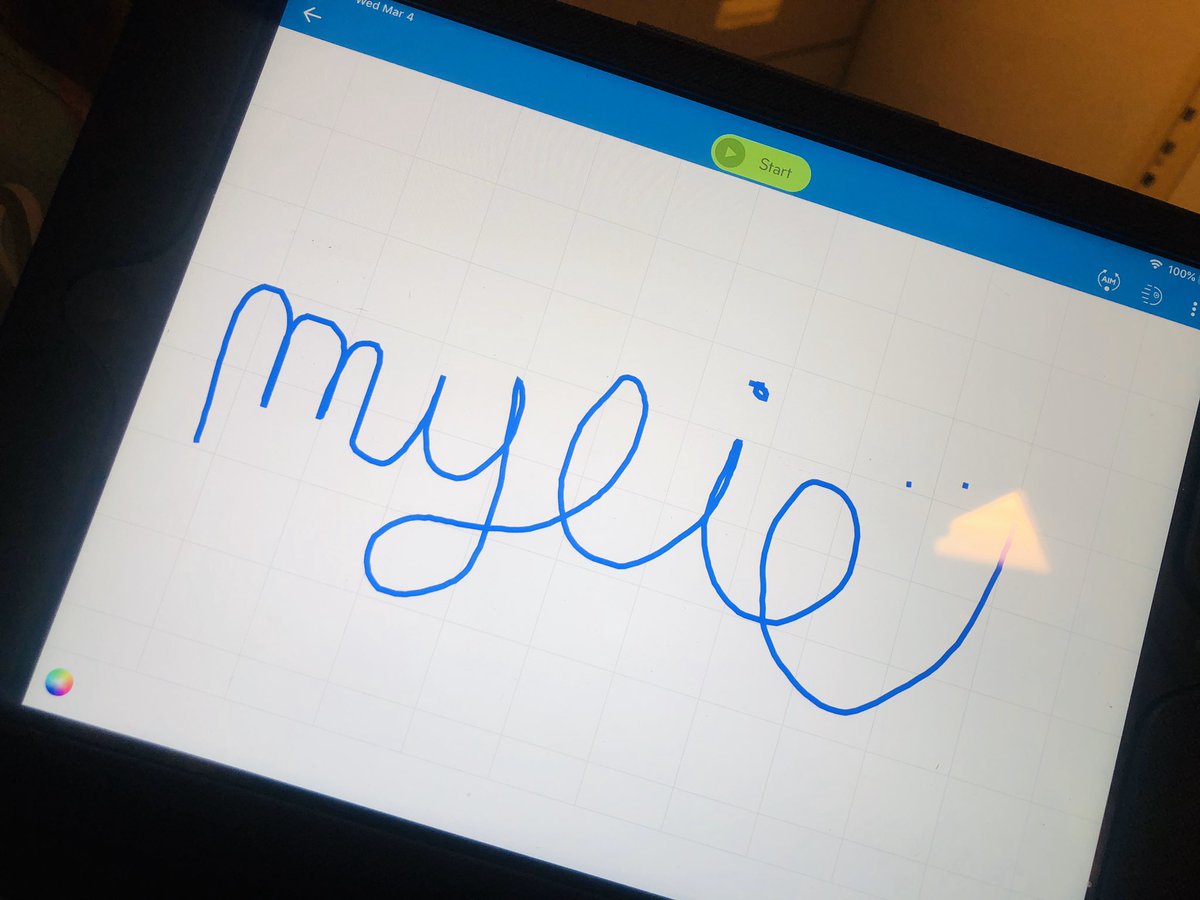MrsHFishy's tweet photo. Practiced cursive with our Sphero Bolts today using the draw feature! My students flipped out. 🤯🥳 They LOVED practicing their cursive with robots today!! 💙💙 #TeachInDavis #spheroleadeducator @SpheroEdu https://t.co/OHJlvWs6NR