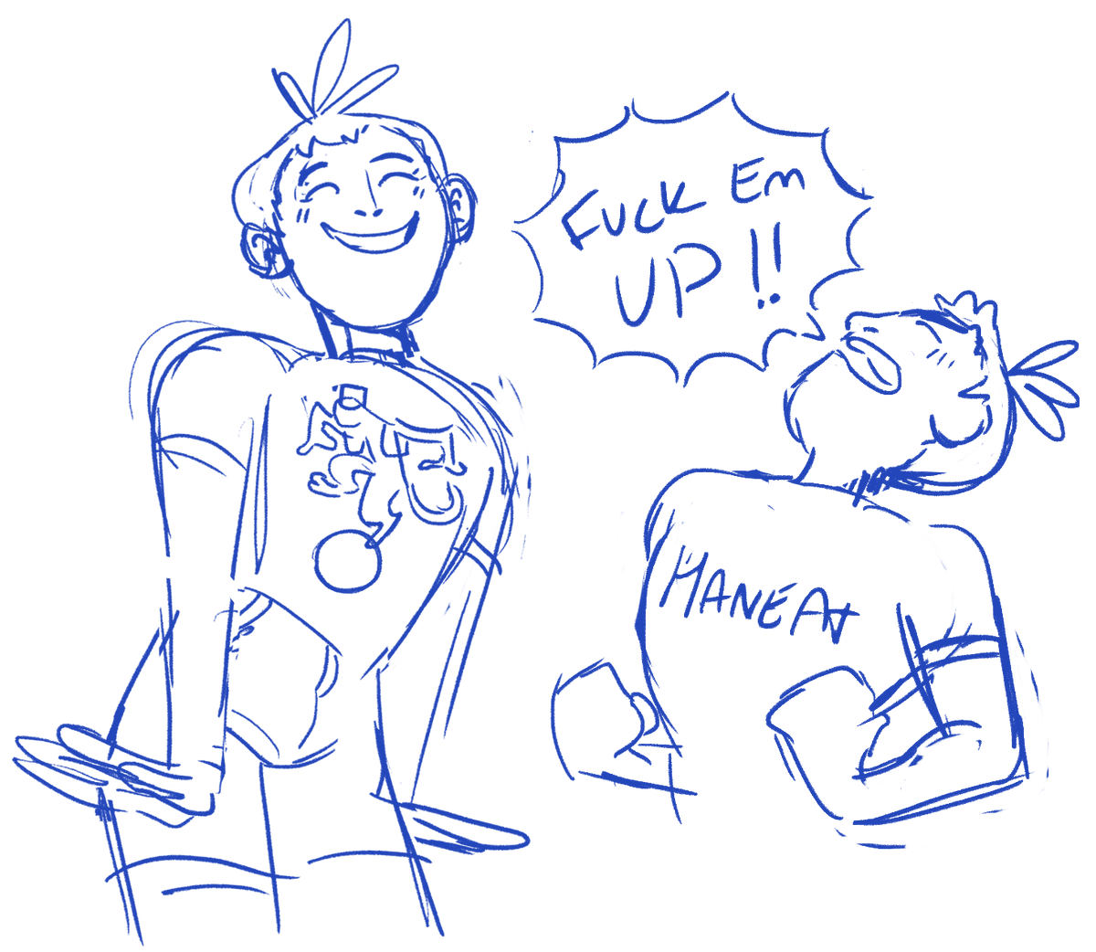 im at my cousins n they asked me to draw a unicorn n the chicken guy from hq cos i made em watch 2 ep's w me n they thought he was cute 