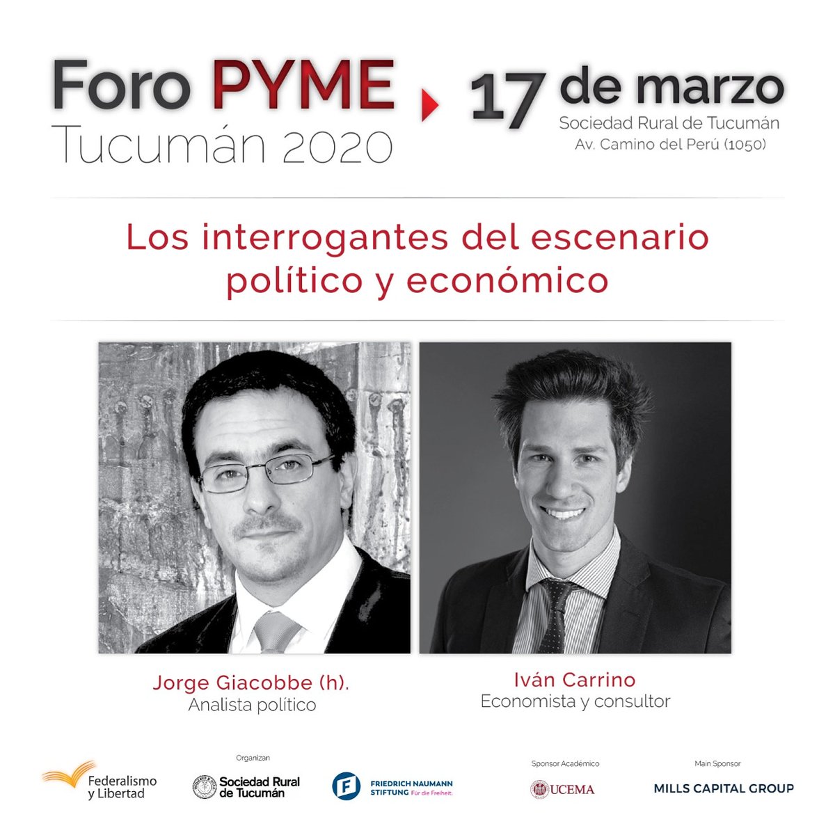 JorgeGiacobbe's tweet photo. 17 de MARZO en TUCUMAN #ForoPYME. Gracias @fedyliber por invitarme a disertar junto al capo de @ivancarrino que va a asegurar que el público no se arrepienta! https://t.co/LqtmQFK8uf