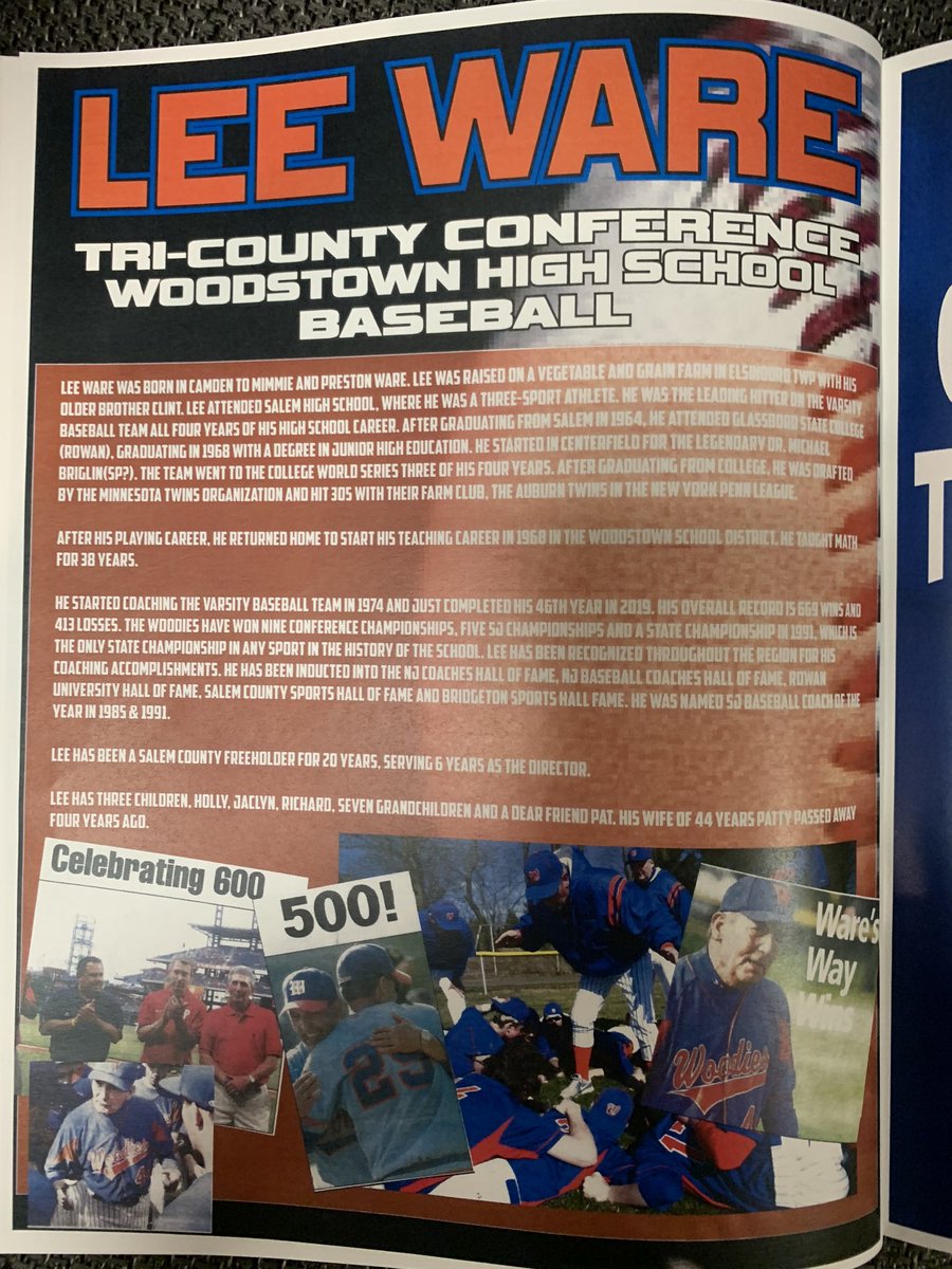 669 wins, 46 year career - Is this even possible anymore? A Camden native who has been associated with <a href="/WoodstownHigh/">WoodstownHigh</a> since 1974, Congratulations to Coach Lee Ware on an astounding baseball career!
