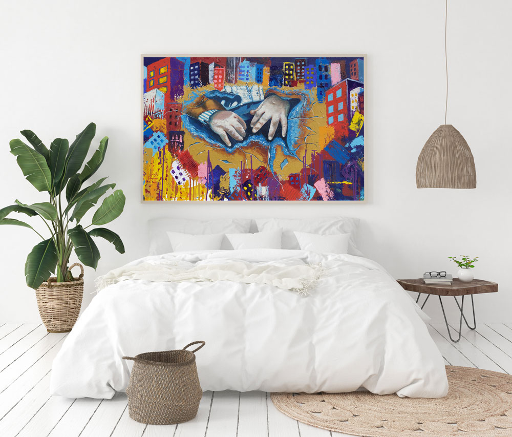 naz_kobari's tweet image. Depicting a Syrian battleground in a devastating war, "Aleppo" creates an air of sadness and contemplation. A bold piece that makes a #StrongStatement that will resonate on the walls of your foyer or living room.