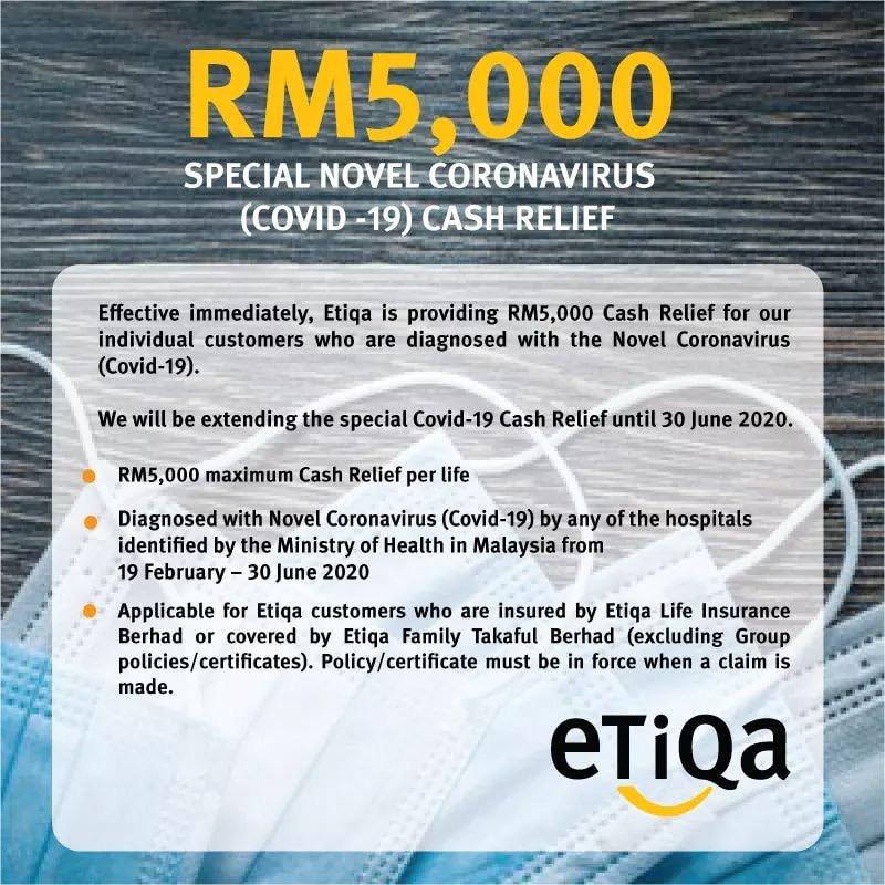 azsaadah's tweet image. Khusus Buat Pelanggan eTiQa Yang Setia. Bagi menghargai kesetiaan dan merasai keperitan ditimpa wabak yang dialami, eTiQa memberikan Cash Relief buat anda yang disahkan mengalami COVID-19 agar anda dapat mengharungi saat2 getir dengan lebih tenang.

#etiqatakaful
#etiqainsurance