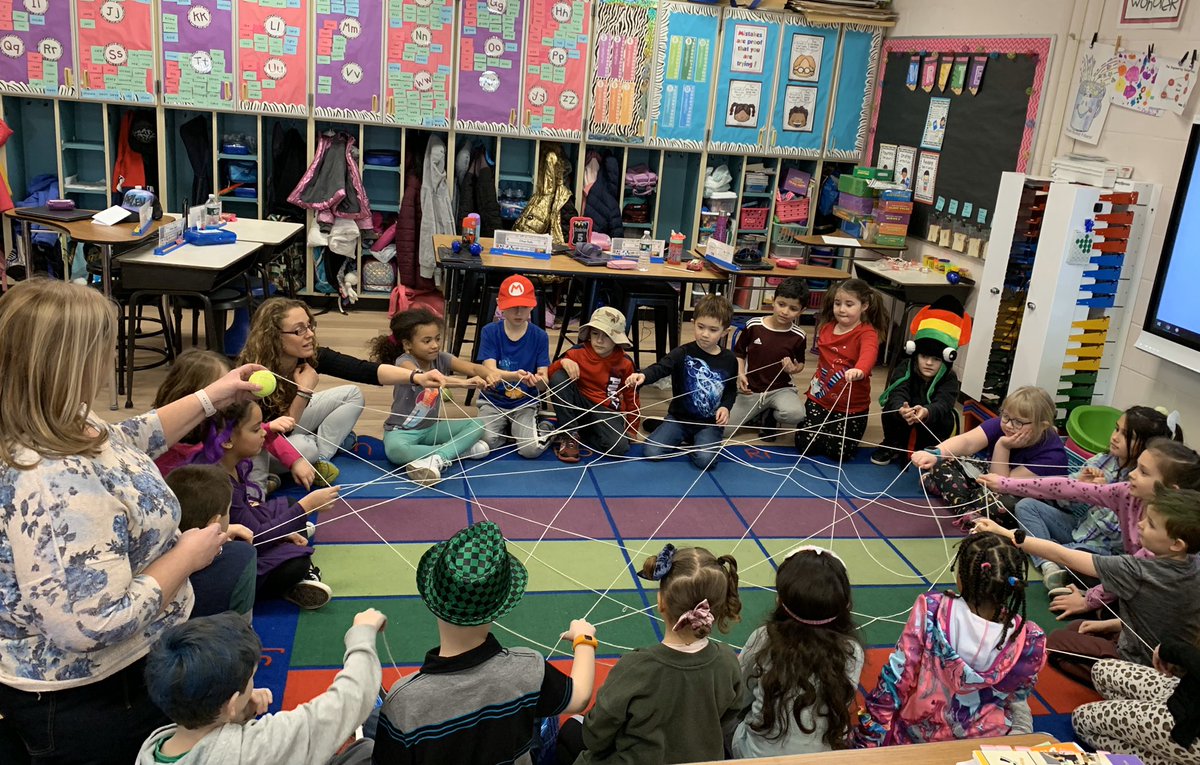 DAngelillo's tweet photo. Today we practiced mindfulness by making a kindness web. The kids loved this and can’t wait to do it again.  #parkavepride https://t.co/qR6xG8NcyL