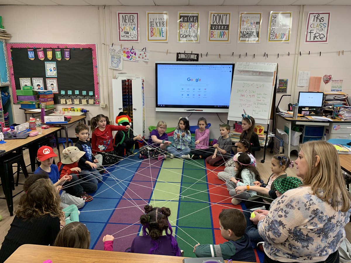 DAngelillo's tweet photo. Today we practiced mindfulness by making a kindness web. The kids loved this and can’t wait to do it again.  #parkavepride https://t.co/qR6xG8NcyL