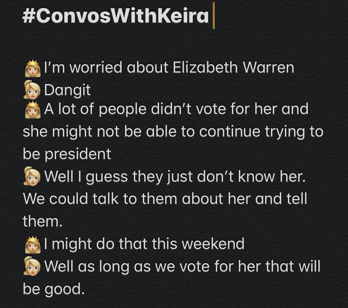emck33's tweet photo. I (👸🏼) broke the #SuperTuesday news to my 5yo (👱🏼♀️) who got to meet @ewarren at a campaign event for @staceyabrams in ‘18. #PresidentElizabethWarren #Warren2020 #WarrenForTheWin #AllInForWarren #ConvosWithKeira https://t.co/jMTMZIYtTd