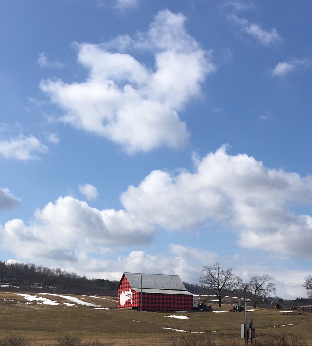NYFarmer's tweet photo. A pretty little @cabotcheese barn on the NY Thruway today https://t.co/smeA818ay0