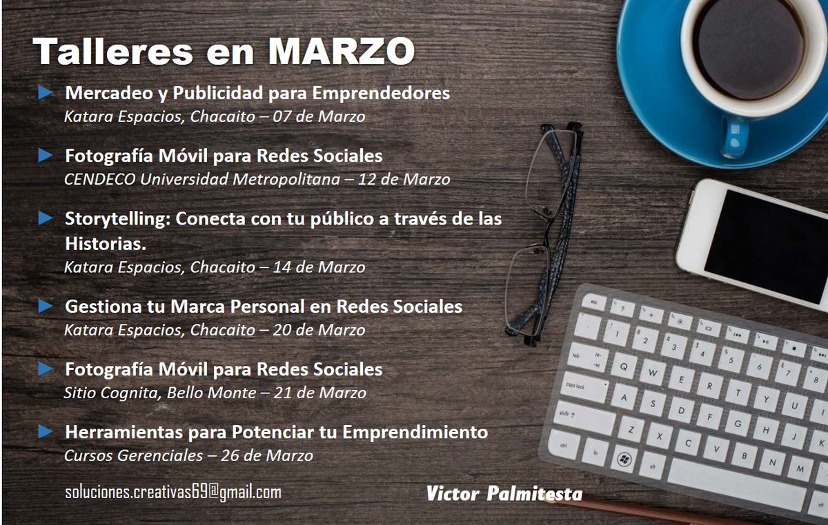 victorpalmitest's tweet image. Próximos Talleres en Marzo...

#talleres #cursos #marketingdigital #redessociales