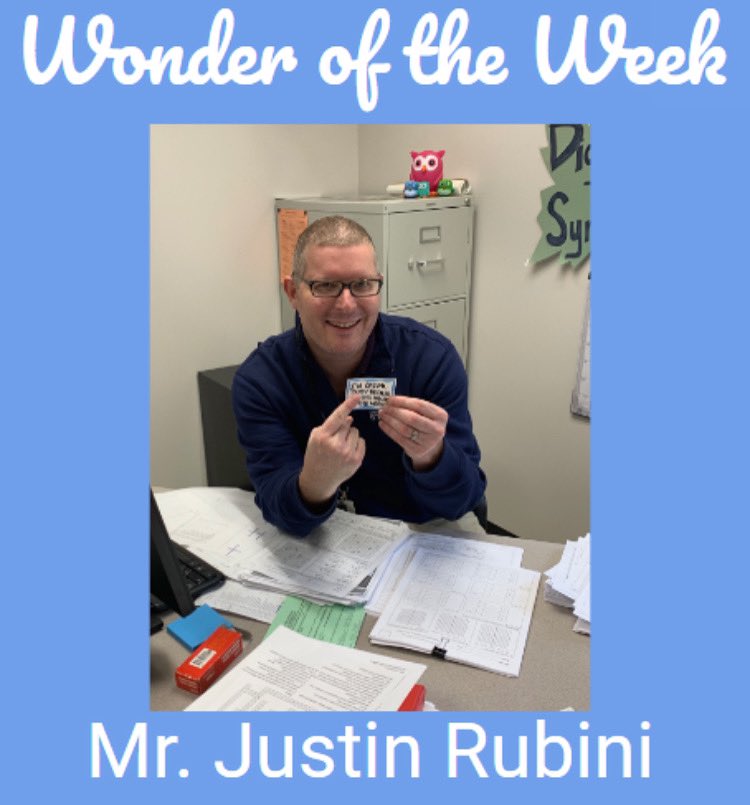 mrsmccutchonocs's tweet photo. Our middle school Wonder of the Week goes to Mr. Rubini! He has gone above and beyond by taking over math classes. He does what he can to make sure the sts get what they need to be successful. Thank you for everything that you do here at OCS. #ocswowwednesday #wonderoftheweek https://t.co/SUAVEJmoAa