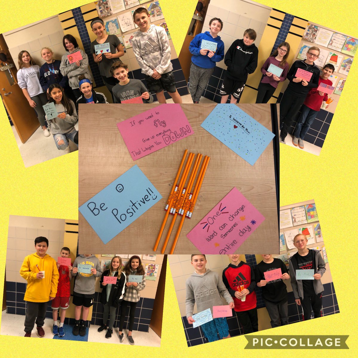 laskowski311's tweet photo. Spreading positive thoughts to our CIS classmates! #littlethingsthatmakeabigdifference #choosekindness #BeTheChange #CISGoldTeam @Jaworski308 @MrsCAsbury @CISCMSD https://t.co/Vuynk5Hmfm