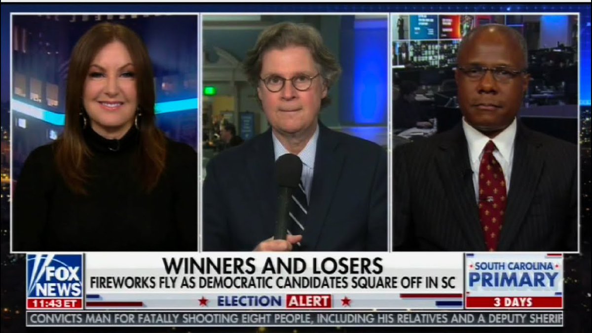 LeslieMarshall's tweet photo. Winners and Losers in Dem S Carolina Debate - Leslie Marshall on Fox News at Night 2/25/20 https://t.co/Zgg0AHmQmb #Debate #SCDemDebate https://t.co/n9zjJtcAW9