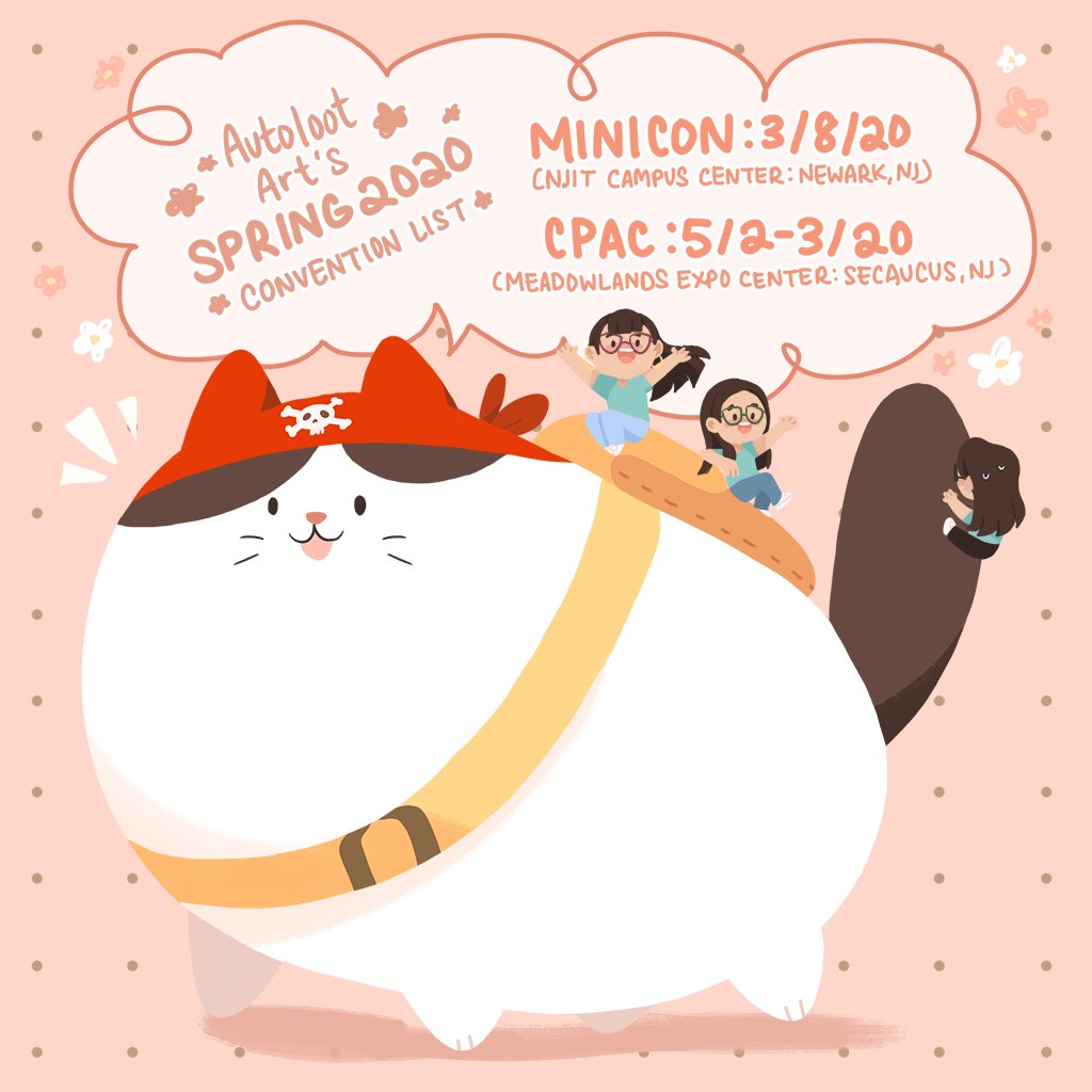 autolootart's tweet image. Ah~ as we say goodbye to winter, we say hello to Spring conventions!!! We are happy to announce that we will be attending two local cons this Spring: #Minicon2020 and @CastlePointCon 🌸 This upcoming Sunday, we'll be tabling at NJIT's Minicon from 12pm-6pm! Stop by &amp;amp; say hello 👋