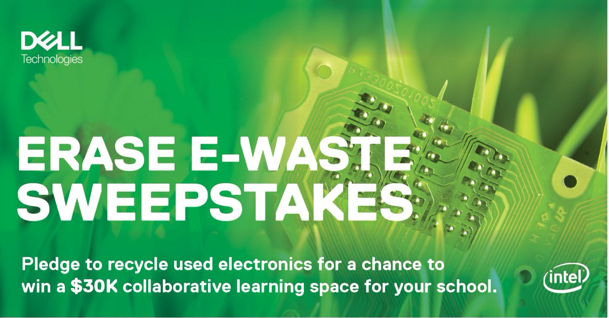 US K-12 schools - pledge to #recycle used electronics for a chance to win a learning lab full of innovative tech! 
𝘛𝘰 𝘦𝘯𝘵𝘦𝘳 𝘢𝘯𝘥 𝘧𝘰𝘳 𝘖𝘧𝘧𝘪𝘤𝘪𝘢𝘭 𝘙𝘶𝘭𝘦𝘴 👉 dell.to/32QCtHJ

No purchase necessary. Ends 04/03/2020 #EraseEwasteSweepstakes #ProgessMadeReal