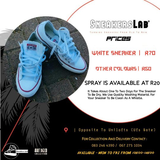 BoityDireko's tweet photo. Good Morning, #Bloemies! SneakersLab is open and waiting on your sneakers. They also wash Banners. Please support. They are at University of the Free State, Unilofts gate.  House calls and collection available. Contact 0832464390 or just DM me.
#ThursdayMotivation #GirlTalkZA https://t.co/kQRnUpciIN