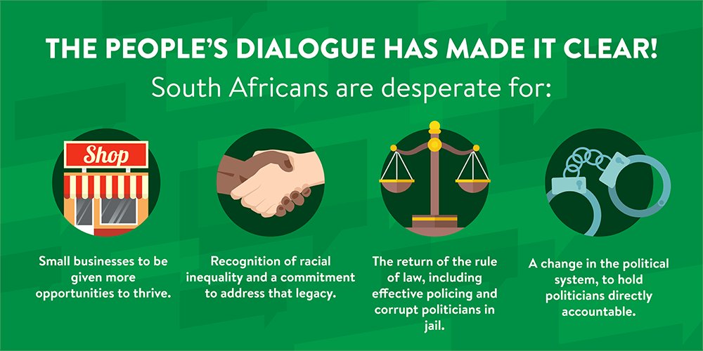 HermanMashaba's tweet photo. From the initial feedback, it's clear that a large number of South Africans share the values that I hold dear.

We have seen these four themes come up in almost every submission to The People's Dialogue:

Please give a retweet if you agree that these are a priority.

#SAhasSpoken https://t.co/0K3CBlIWT7