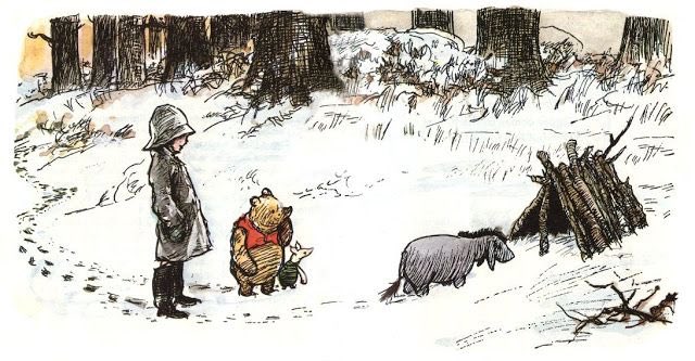 They hurried round the corner of the wood, Pooh making welcoming noises all the way. “Why, here is Eeyore,” said Pooh. “Hallo, Eeyore.” 
“Same to you, Pooh Bear, and twice on Thursdays,” said Eeyore. ~A.A.Milne #ThursdayThoughts #WorldBookDay