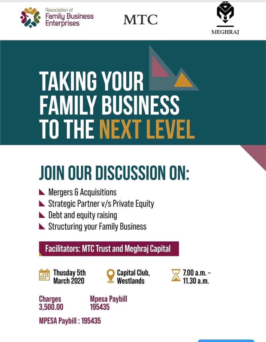 afbekenya's tweet photo. There tends not to be clear lines between share holders and stake holders. In #FamilyBusiness.
It is important to define these roles when scaling up. https://t.co/Bj5OAAXuQJ