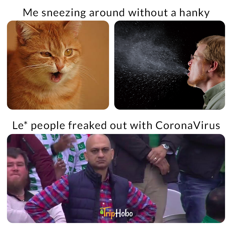 TripHobo's tweet photo. Freaked out people be like🤧
#coronavirusinindia #coronavirusindia #coronavirus https://t.co/jCccAwrb3q