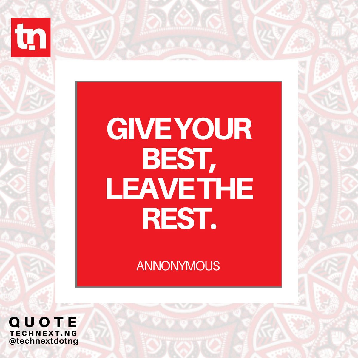 jhoorhny101's tweet image. #Motivation
Give others the chance to experience the Best part of you, Your best will always change from time to time. Now that you are strong as opposed to weak, Under any circumstances, Give your best, so that you will avoid self judgement and regret.
#WeAreTechnext