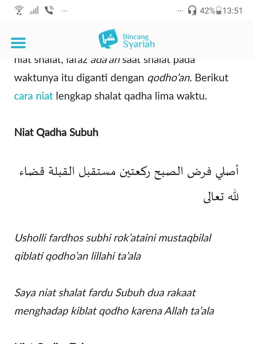 Niat Sholat Subuh Qodho Alamak Semalam Terlupa Baca Niat
