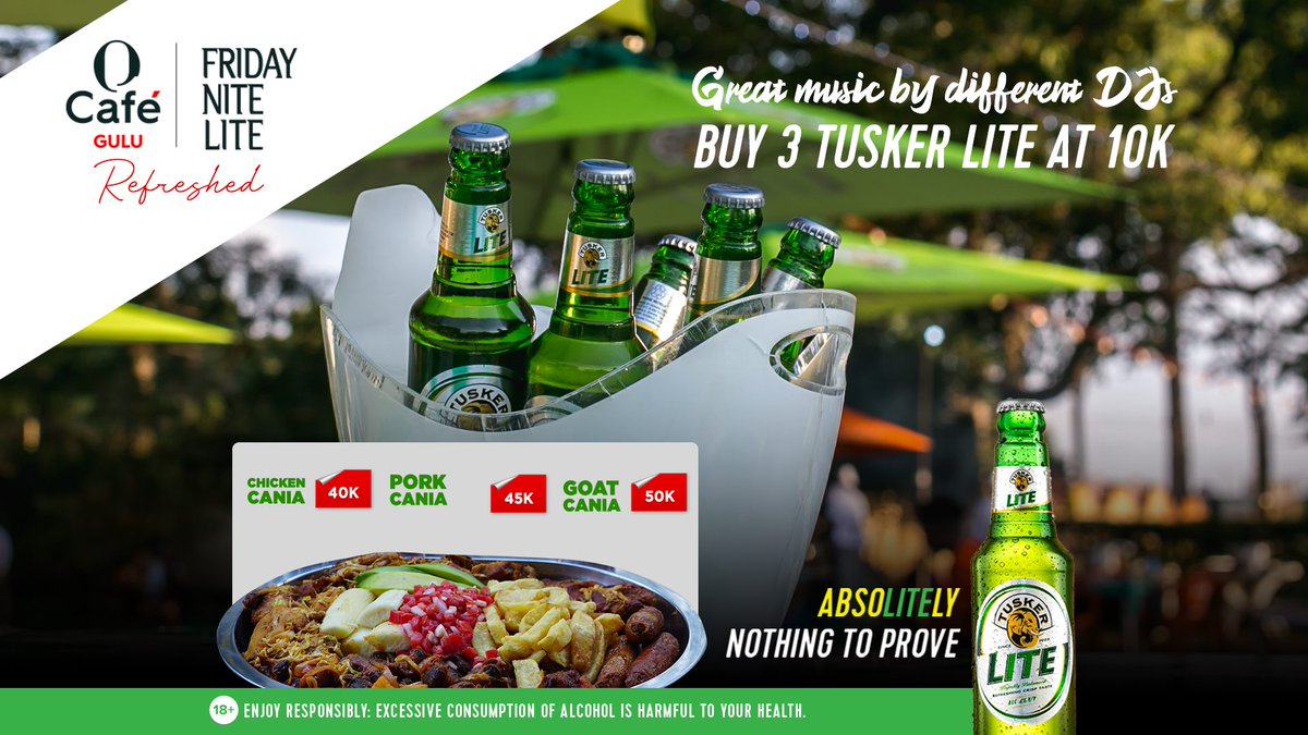 cloudcoresystem's tweet photo. If you are in Gulu tomorrow, passby O Cafe and check out this Friday night plot sponsored by #CloudCoreSystems and #TuskerLite
#FridayNightLite
#Events https://t.co/IEJfMuC24N