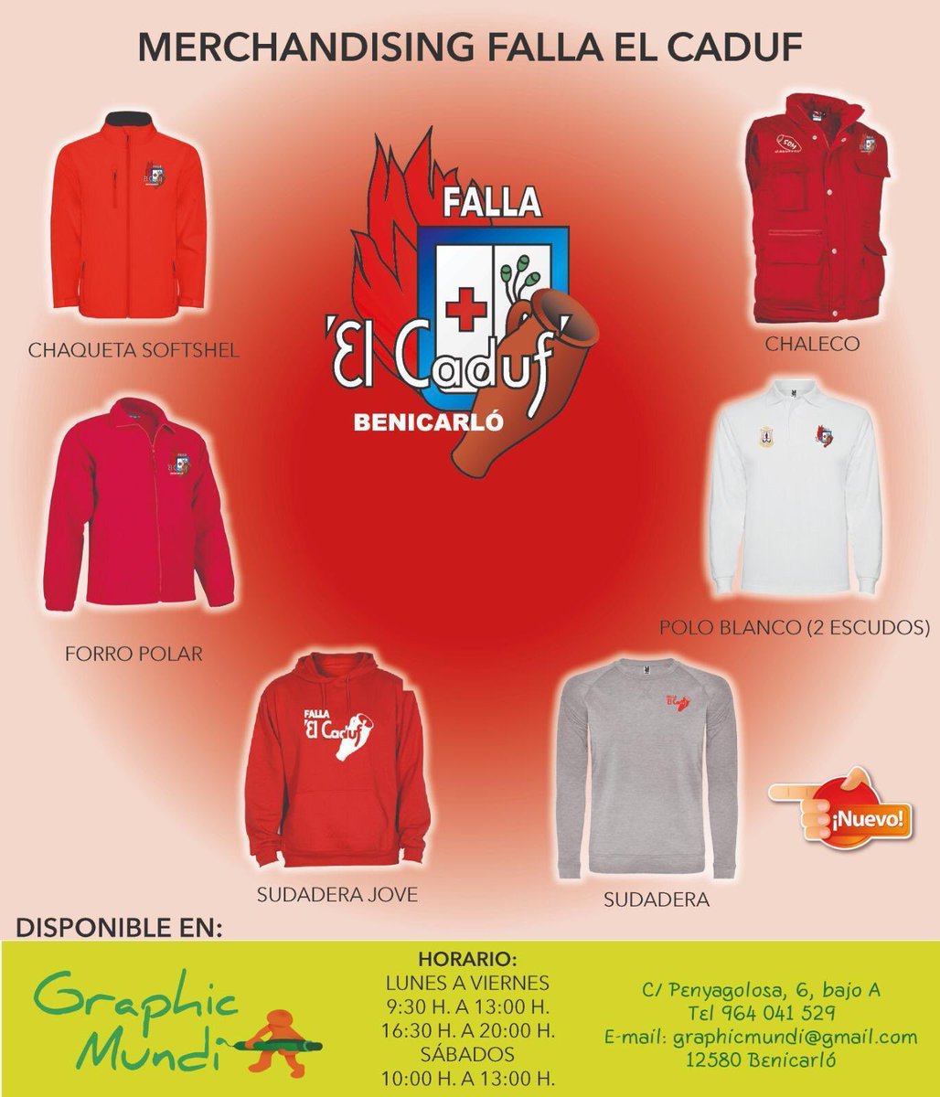 Ja estan aquí les Falles!!🔥🔥

Si heu de renovar el vostre vestuari cadufer, a #GraphicMundi tenen tot el que necessiteu.

#somcadufers