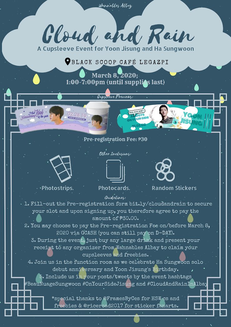 _jiroongie's tweet photo. 💙CUPSLEEVE EVENT💙

Join us on Sunday, 1pm onwards @ Black Scoop Café Legazpi to celebrate YOON JISUNG’s bday and solo debut anniversary of HA SUNGWOON ���💙

#BeauNuageSungwoon
#OnYourSideJisung 
#CloudAndRainInAlbay 

🤍💙🤍💙🤍💙🤍💙🤍
Pre-reg. form: https://t.co/EMRi1aLvoK https://t.co/gQGX3ZdCfY
