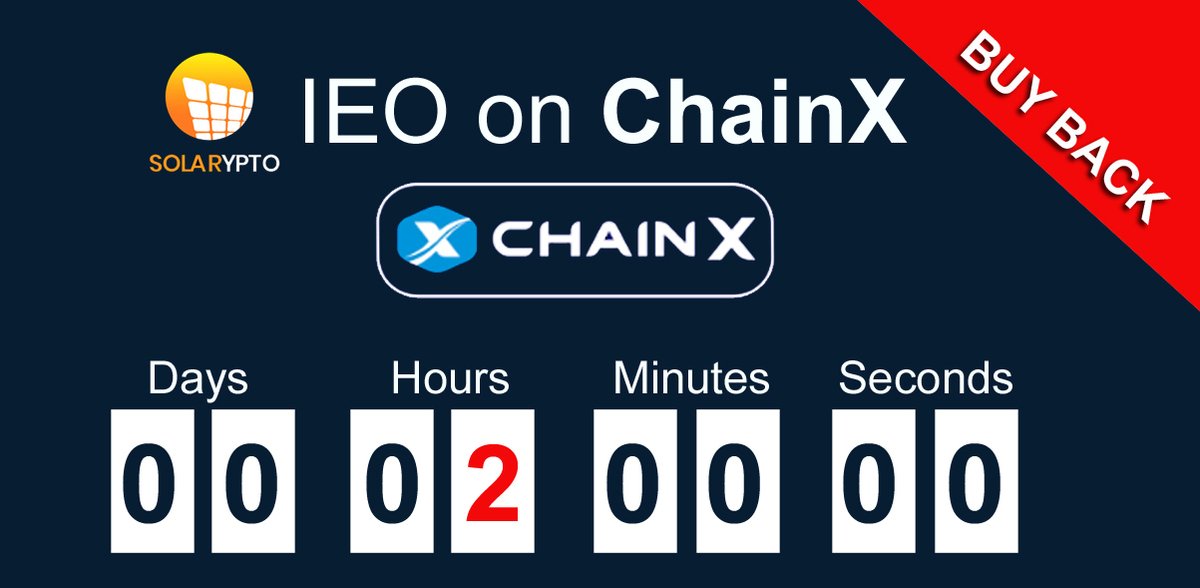 It's now less than 2 hours to Solarypto IEO on ChainX. Solarypto provides an environment-friendly solution to reducing the cost of cryptocurrency blockchain mining. 

Visit solarypto.com to learn more 
#Solarypto #Btc #eth