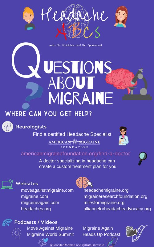 JenniferRobblee's tweet photo. Q for Questions.... Last one!
Migraine is under-diagnoses and under-managed but there is a whole group of people dedicated to headache advocacy, research, diagnosis, and treatment out there! Don’t lose hope!!

#HeadacheABCs with ⁦@KateGrimsrud⁩ https://t.co/pIqw5nTsCx
