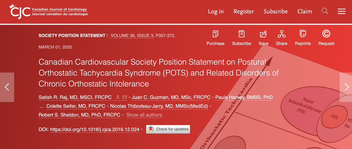 JuanGuzmanMD's tweet photo. The Canadian Cardiovascular Society Position Statement on Postural Orthostatic Tachycardia Syndrome (#POTS) and Related Disorders of Chronic Orthostatic Intolerance has been published! @SCC_CCS @LibinInstitute @McMasterIntMed @mcgillu @WCHospital @umanitoba @UAlberta https://t.co/guiQp0cVKD