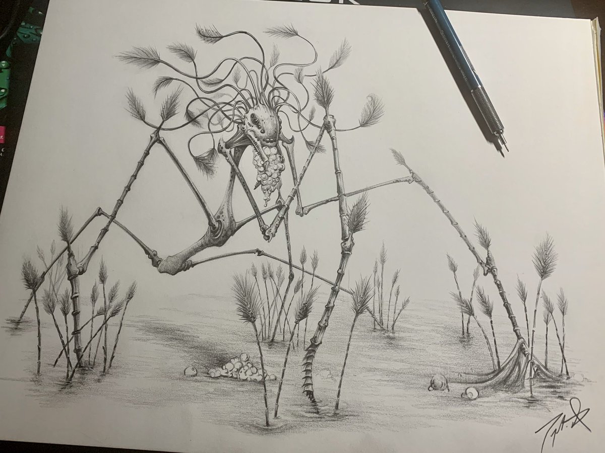 upnuppod's tweet photo. We saw it, there amongst the reeds I did my best to sketch what we remember. The Insulindian Phasmid! Iโm gonna go lay down now, I have the strangest headache... #DiscoElysium #insulindianphasmid #Cryptids https://t.co/CkycEeEoxQ
