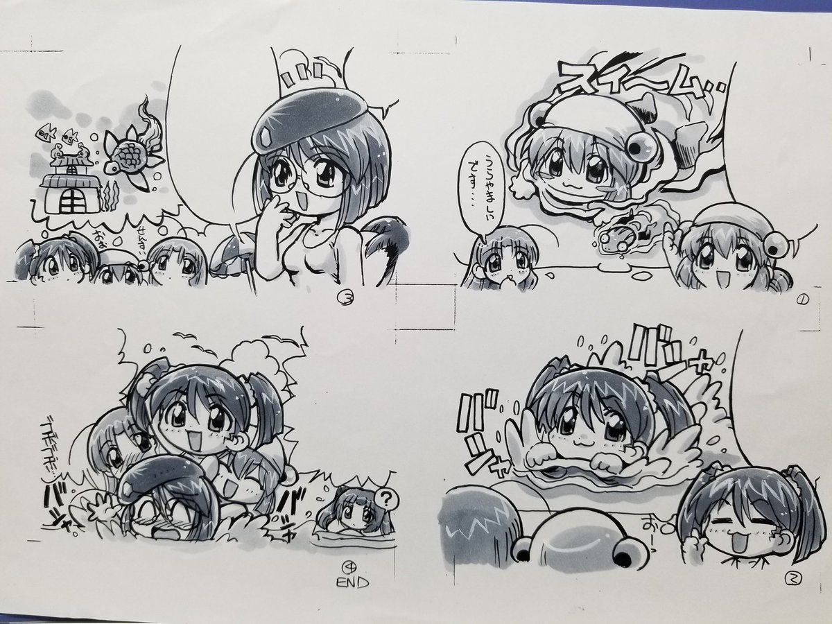 某メガミマガジンさんで、描かせて頂いてた しっぽ~の4コマ漫画の原画
A4方眼紙に描いて、コピーにマーカーで塗って、円空兄さんにPCで、枠線とセリフを加工してもらうぱたーん
#天使のしっぽ
#天使のしっぽchu
