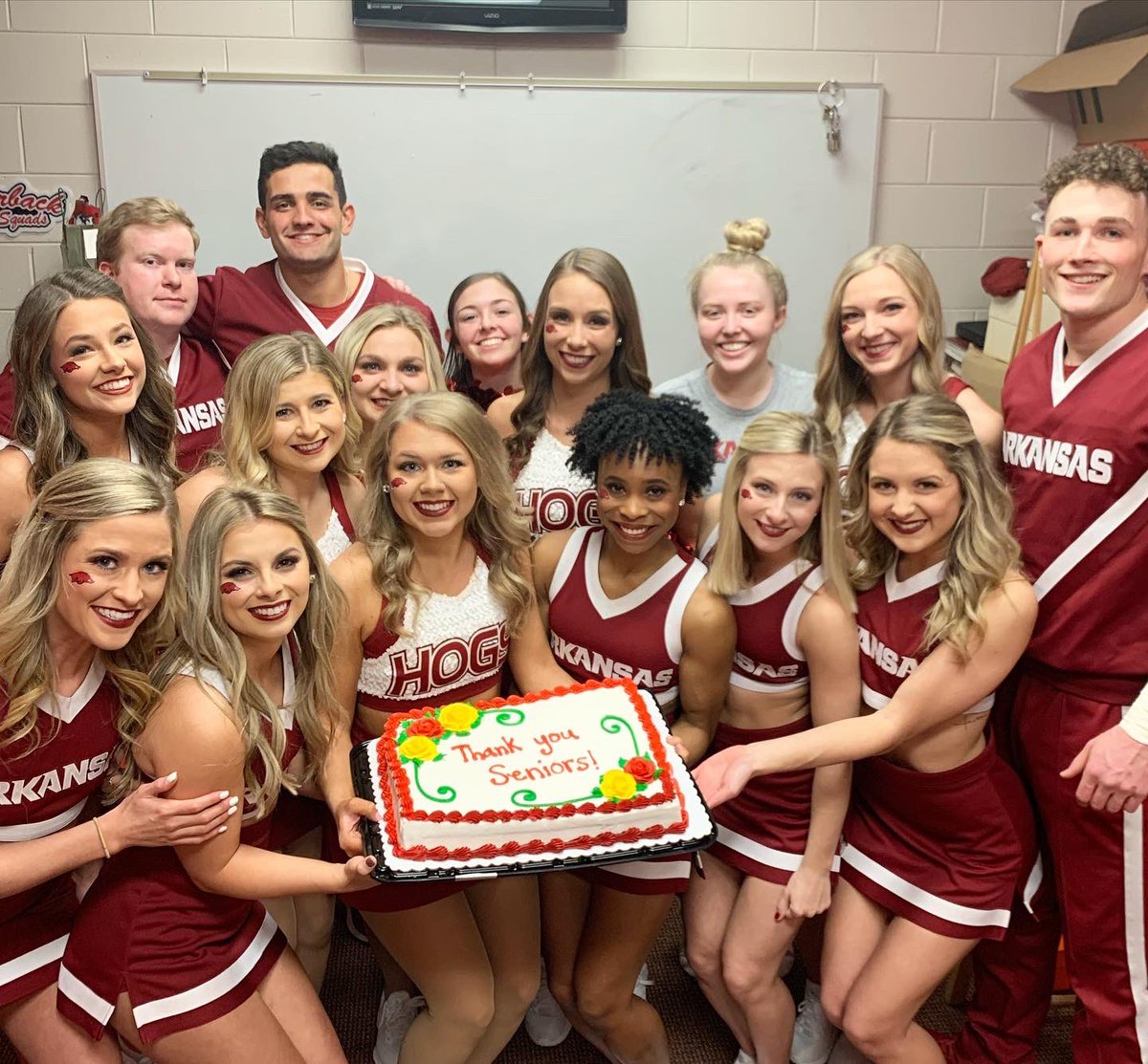 RazorbackSpirit's tweet photo. Senior Night Celebration!
Thank you to these women and men who have given their time and dedication to countless games, practices, and events as a member of Arkansas Spirit. 
Go Hogs! https://t.co/V0xjnjtLHP