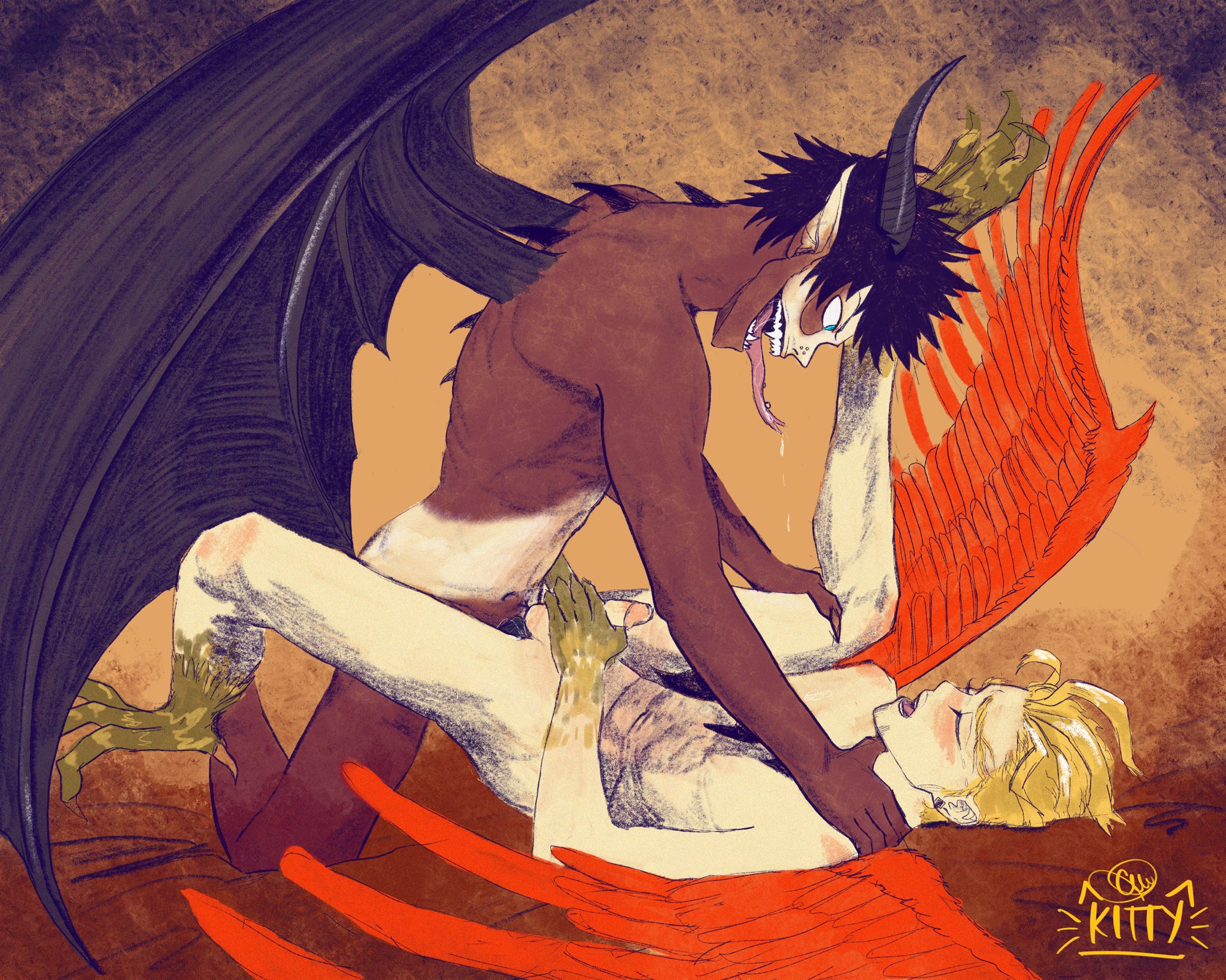 “Here’s some horny Dragon!Dabi x Harpy!Hawks content that I had a gratuitou...