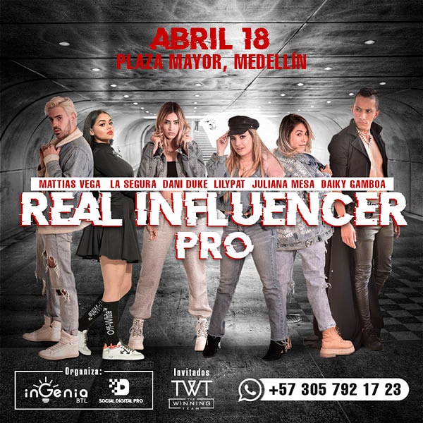 Ser influencer es toda una profesión que requiere conocimientos profundos relacionados con la construcción de marca y el desarrollo de habilidades significativas para la audiencia. #RealInfluencerPro

¿Dónde?: <a href="/plazamayormed/">Plaza Mayor Medellín</a>
Boletas en primerafila.com.co