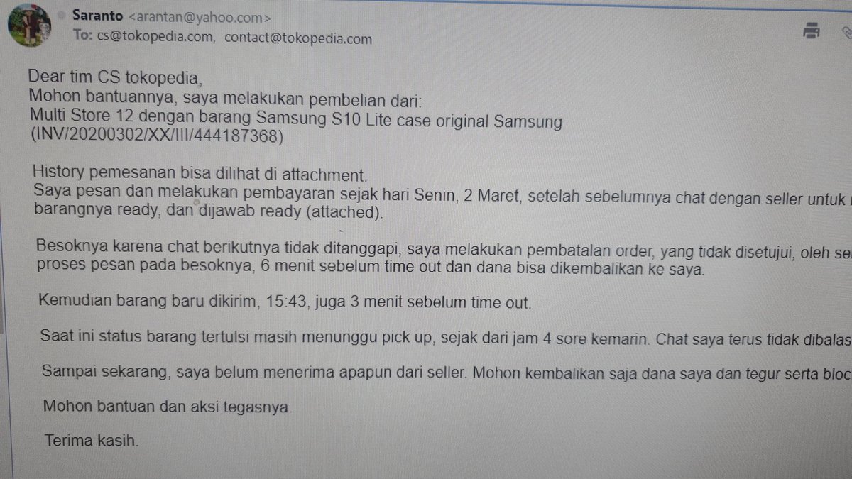 arantan's tweet photo. @TokopediaCare ada jalur email? Tolong di batalkan pesanan saya https://t.co/cWoacYFCG3