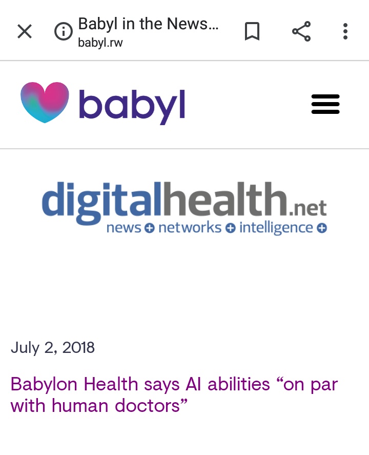 DrMurphy11's tweet photo. Dear @MHRAdevices @babylonhealth
This @digitalhealth2 article promoted on the @babylrwanda website, suggests that the unvalidated Babylon Chatbot, is Class IIa approved with - diagnostic ability that is โon-par with human doctorsโ.ย ๐
Can you please clarify... https://t.co/WEJBg1QiA1