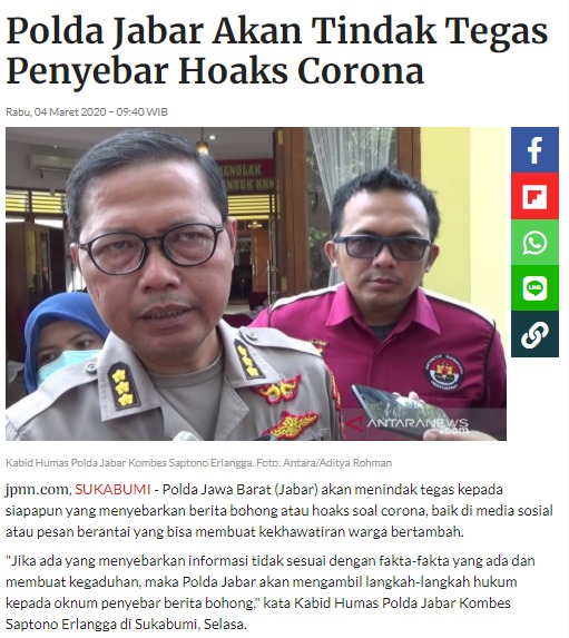 one_n2's tweet photo. Polri tindak tegas pelaku penimbun masker dan hand sanitizer serta penyebar hoax terkait corona.

*#PolriBantuCegahCorona*
@polrestabandung
@bidhumaspoldajabar
@divisihumaspolri https://t.co/XeXrTCJocX
