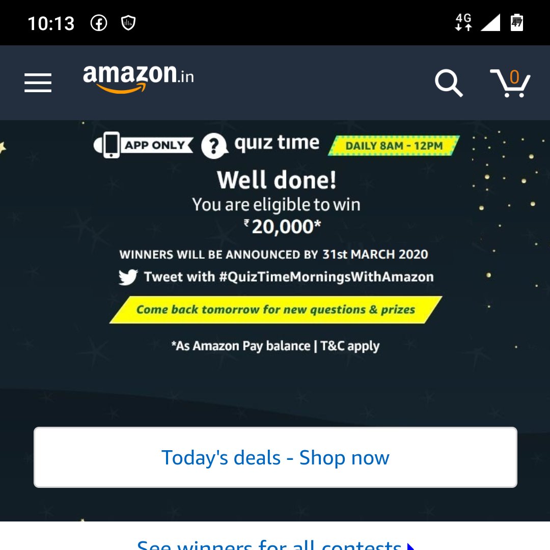Raajarooh's tweet photo. #quiztimemorningswithamazon.. I'm eligible to win ₹ 20,000 https://t.co/WnbowwTl19