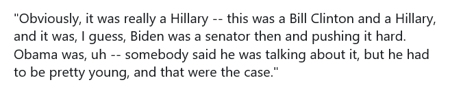 ddale8's tweet photo. Trump told Hannity tonight that the 1994 crime bill was a "Biden-Obama law." Obama was not even in politics then. Trump, realizing that he had misspoken, then tried to save the claim by saying the following: https://t.co/sZorzHIbGK