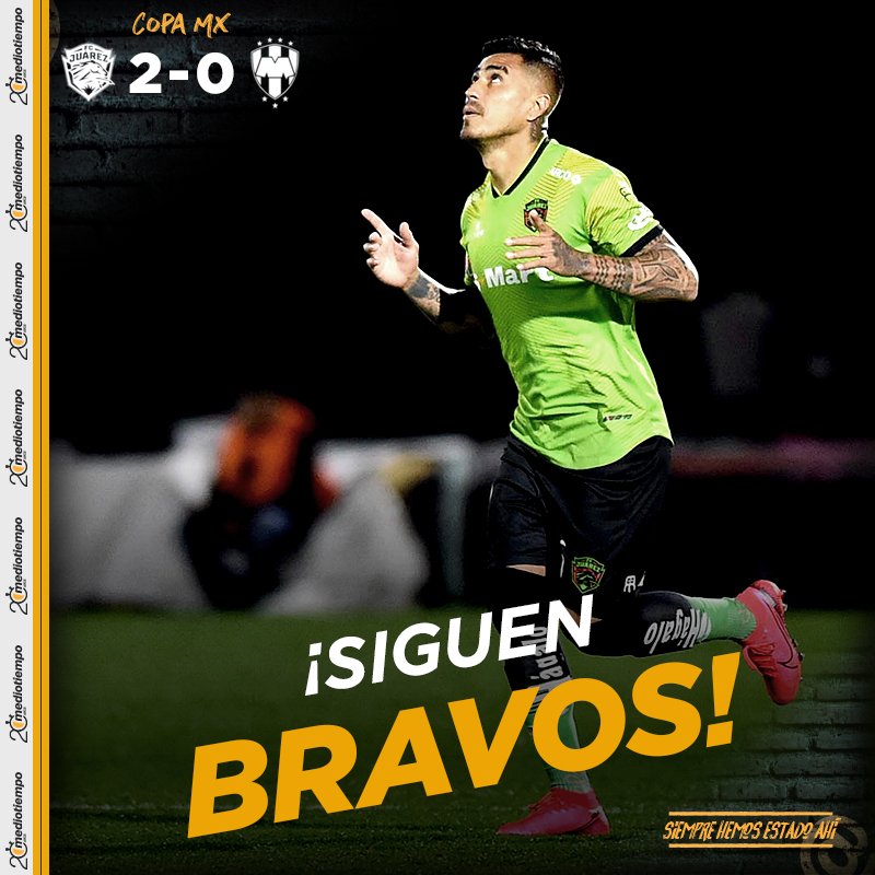 mediotiempo's tweet photo. #MTCopaMX💚🤠
¡Los Bravos de Juárez dan el primer paso rumbo a la Final de la Copa MX!
FC Juárez 2-0 Rayados
🔴EN VIVO: https://t.co/rBRsxpEiKz https://t.co/qb9ZhWVNOi