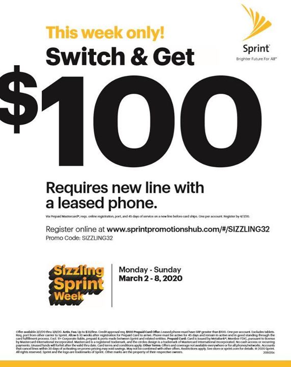 SanDimas_Sprint's tweet photo. Sprint is mixing Tax Season with Sizzling Sprint WEEK! Get the most out of your tax return by switing to Sprint and recieve $100 mastercard!! TAX TIP: If you filed a 1099 this tax season, then let Sprint take care of your buisness with exclusive deals and savings. https://t.co/EUnxCYENdI