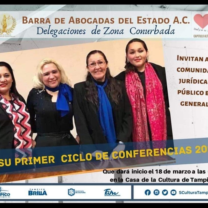 barra_tam's tweet photo. Ciudad Madero, Tampico y Altamira unidos con un mismo Objetivo, Te invitamos a nuestro Ciclo de Conferencias Publico en general.
Cordialmente Invitados. #abogadas #Conferencias #DiaDeLaMujer #CdVictoria https://t.co/xDxRywECNE