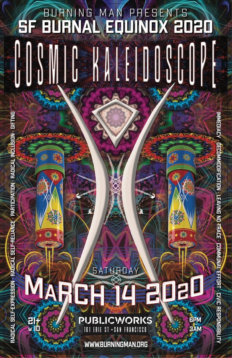 BMSFAnnounce's tweet photo. 🗣Burners, friends and explorers alike! We would like to invite you to  SF Burnal Equinox 2020: Cosmic Kaleidoscope! 
This years theme, Cosmic Kaleidoscope, embarks on a a communal kaleidoscope of being, observation and reinvention in space, time, and participatory experience. https://t.co/EQFuVTLWvc