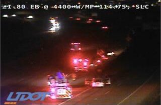 SLCScanner's tweet image. #UHP #SLCFire 4000 W I-80 Crews on scene of a traffic accident possible #Rollover Doesn’t sound very serious use caution if your traveling in the area.