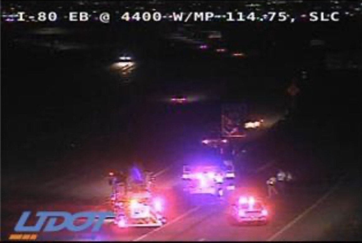 SLCScanner's tweet image. #UHP #SLCFire 4000 W I-80 Crews on scene of a traffic accident possible #Rollover Doesn’t sound very serious use caution if your traveling in the area.