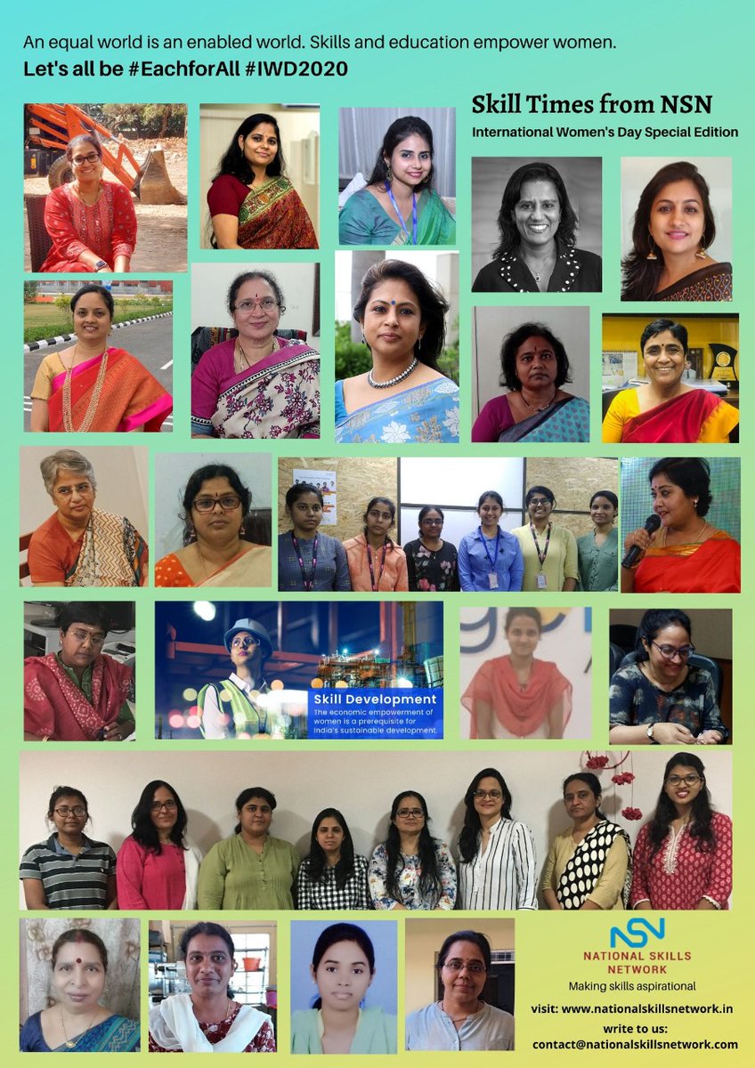 NSN_India's tweet photo. #EachforEqual #IWD2020
An equal world is an enabled world. Skills and education empower women. Read more: https://t.co/ibEbWoOJx8
@NSDCINDIA @MSDESkillIndia @DGT_MSDE @AISECTIndia @AtdcI @GetCertifID @fddiofficial @ipscindia @RasciOnline @talentsprint @mesc_india https://t.co/ZIVthUXurB