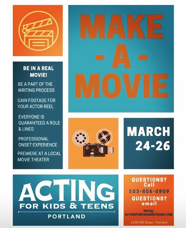 thestudionw's tweet photo. That’s right, MAKE-A-MOVIE is back and READY for YOU to be in it! Have you ever wanted to be in a real movie and see yourself on the big screen? Now is your chance! Work with industry professionals in a safe learning environment who help guide kids and t… https://t.co/Ir6zFMz0fI https://t.co/mIgykw15tK