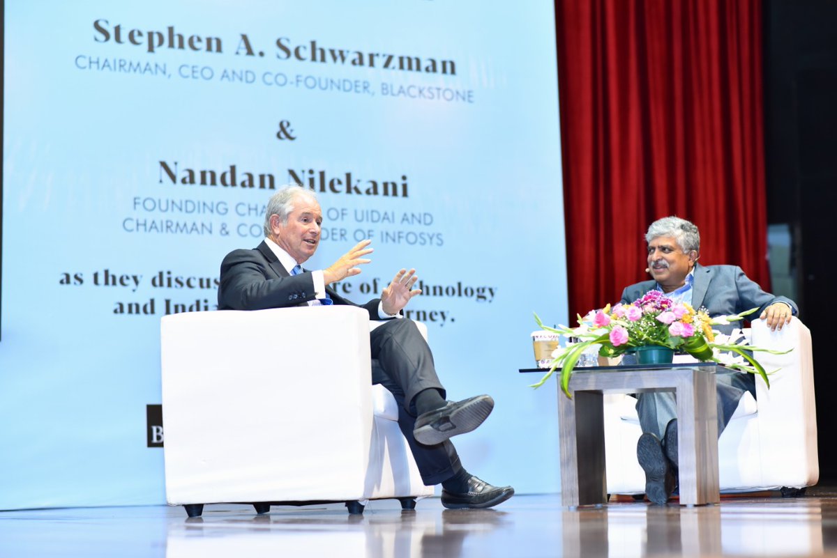 iitbombay's tweet photo. Few glimpses of yesterday's interaction between Stephen A. Schwarzman, Chairman, CEO &amp; Co-Founder of Blackstone, and Nandan Nilekani, Founding Chairman of UIDAI and Chairman &amp; Co-Founder of Infosys, as they discussed 'Advances in technology and India's role in this journey' https://t.co/3MfS5ECcXL