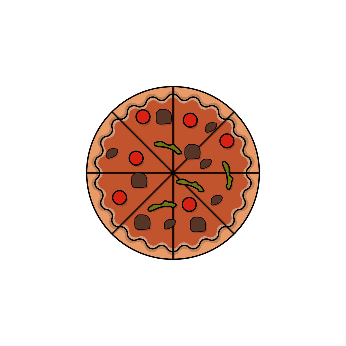 Food illustration: Pizza for me and my mutuals  @Rolixoxo  @_nichlorine  @ife_dee_joy  @beeverOne  @9GreenRats  @whyyouaskn  @UfotUbon. #flatillustration #illustrator #Food #Pizza